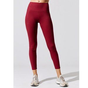 Carbon 38 High Rise Ribbed 7/8 Leggings Ankle Red Size Small